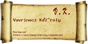 Vavrinecz Károly névjegykártya